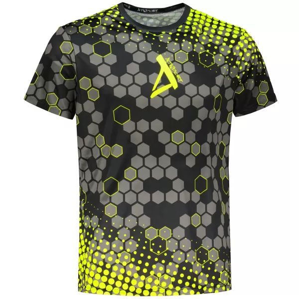  Tricou funcțional premium pentru bărbați ALTISPORT VOJ/ALM005TR01 NEGRU ȘI GALBEN 