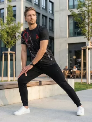 Tricou premium pentru bărbați ALTISPORT VOJ/ALM004TR01 NEGRU ȘI ROȘU