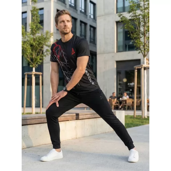  Tricou premium pentru bărbați ALTISPORT VOJ/ALM004TR01 NEGRU ȘI ROȘU 