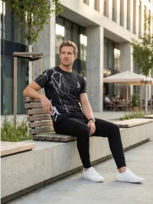 Tricou premium pentru bărbați ALTISPORT VOJ/ALM004TR01 ALB-NEGRU