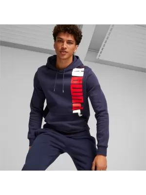 Hanorac pentru bărbați PUMA ESS+ LOGO LAB HOODIE FL 675919-06 ALBASTRU
