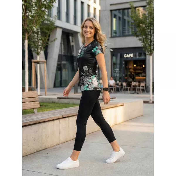  Tricou funcțional premium pentru femei ALTISPORT VOJ/ALW009TR01 NEGRU/TURCOAZ 