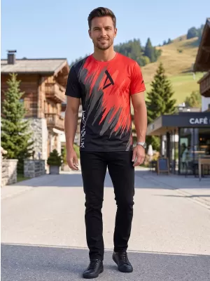 Tricou funcțional premium pentru bărbați ALTISPORT VOJ/ALM006TR01 NEGRU ȘI ROȘU