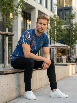 Tricou premium pentru bărbați ALTISPORT VOJ/ALM004TR01 BLEUMARIN/MARO