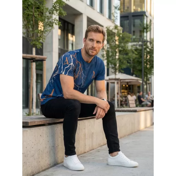  Tricou premium pentru bărbați ALTISPORT VOJ/ALM004TR01 BLEUMARIN/MARO 