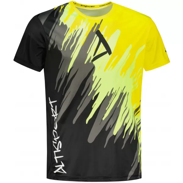  Tricou funcțional premium pentru bărbați ALTISPORT VOJ/ALM006TR01 NEGRU ȘI GALBEN 