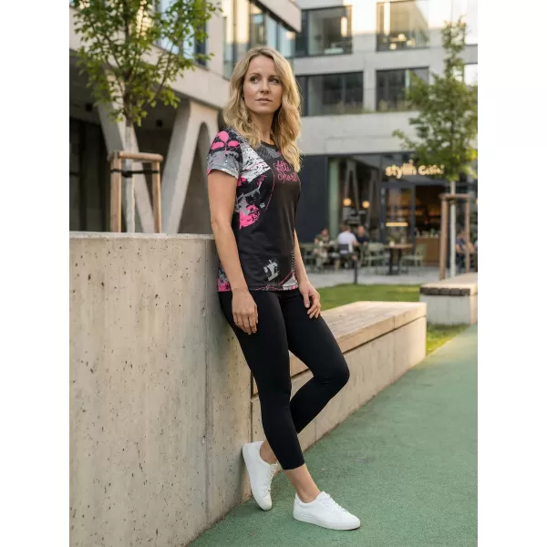  Tricou funcțional premium pentru femei ALTISPORT VOJ/ALW009TR01 NEGRU/ROZ DESCHIS 
