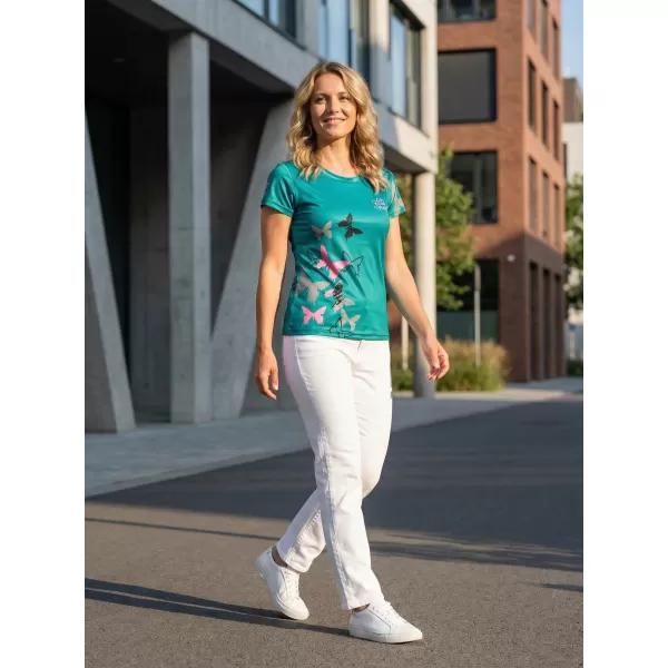  Tricou funcțional premium pentru femei ALTISPORT VOJ/ALW002TR01 SMARALD/ROZ DESCHIS 