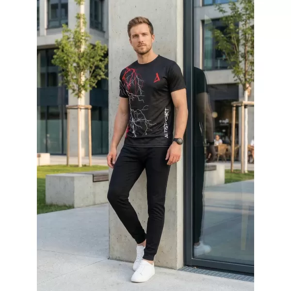  Tricou premium pentru bărbați ALTISPORT VOJ/ALM004TR01 NEGRU ȘI ROȘU 