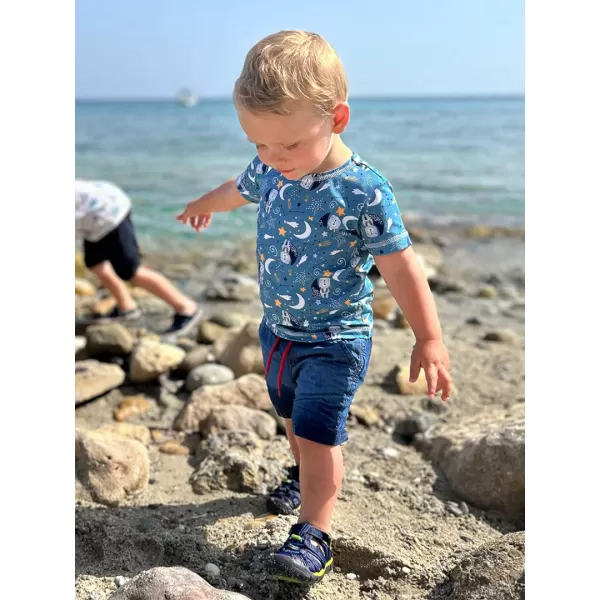  Short -sleeved t -thirt WAMU MEDVÍDCI NA MĚSÍCI ALBASTRU 