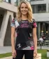 Tricou funcțional premium pentru femei ALTISPORT VOJ/ALW009TR01 NEGRU/ROZ DESCHIS