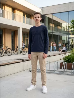 Tricou băiat cu mâneci lungi SAM 73 CELDOR KT 501 ALBASTRU ÎNCHIS