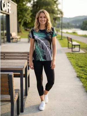 Tricou funcțional premium pentru femei ALTISPORT VOJ/ALW001TR01 NEGRU/TURCOAZ