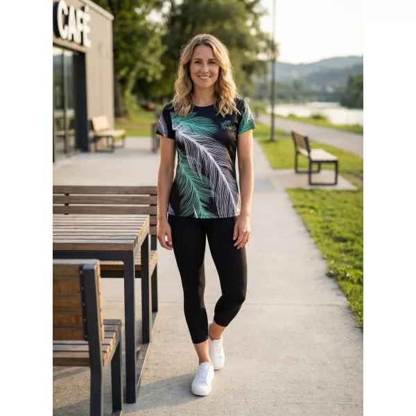  Tricou funcțional premium pentru femei ALTISPORT VOJ/ALW001TR01 NEGRU/TURCOAZ 
