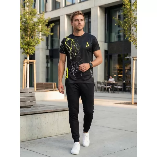  Tricou premium pentru bărbați ALTISPORT VOJ/ALM004TR01 NEGRU ȘI GALBEN 