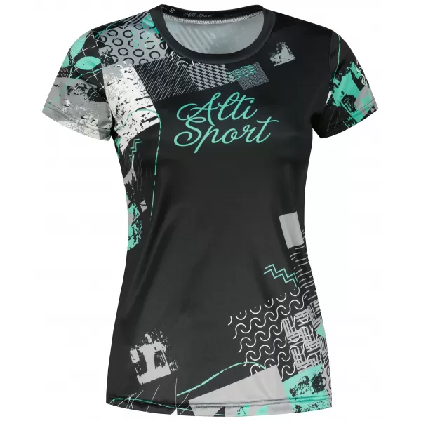  Tricou funcțional premium pentru femei ALTISPORT VOJ/ALW009TR01 NEGRU/TURCOAZ 