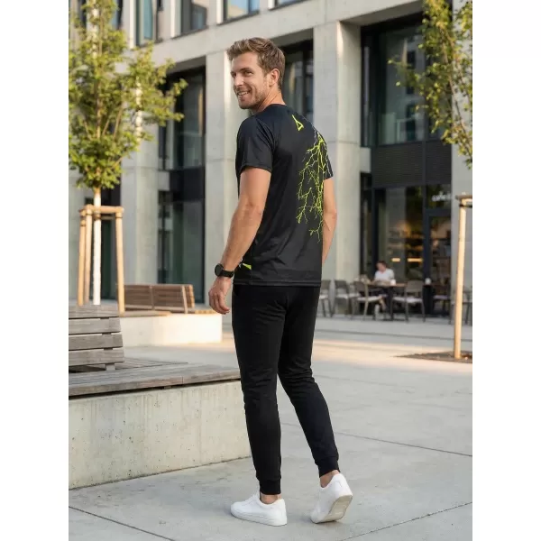  Tricou premium pentru bărbați ALTISPORT VOJ/ALM004TR01 NEGRU ȘI GALBEN 