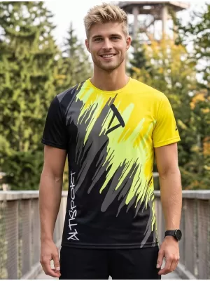 Tricou funcțional premium pentru bărbați ALTISPORT VOJ/ALM006TR01 NEGRU ȘI GALBEN