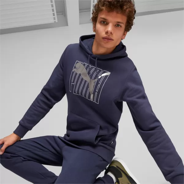  Hanorac pentru bărbați PUMA ESS+ LOGO LAB HOLIDAY HOODIE FL 675924-06 ALBASTRU 
