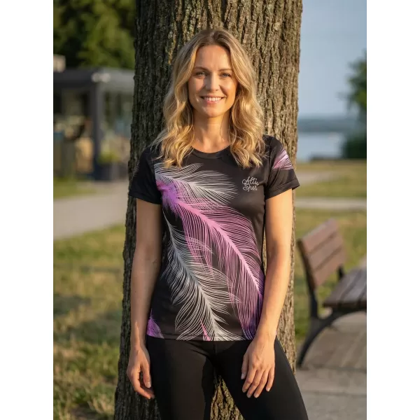  Tricou funcțional premium pentru femei ALTISPORT VOJ/ALW001TR01 NEGRU/ROZ DESCHIS 