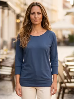 Tricou dama cu maneci 3/4 SAM 73 SELMA WT 896 ALBASTRU OȚEL