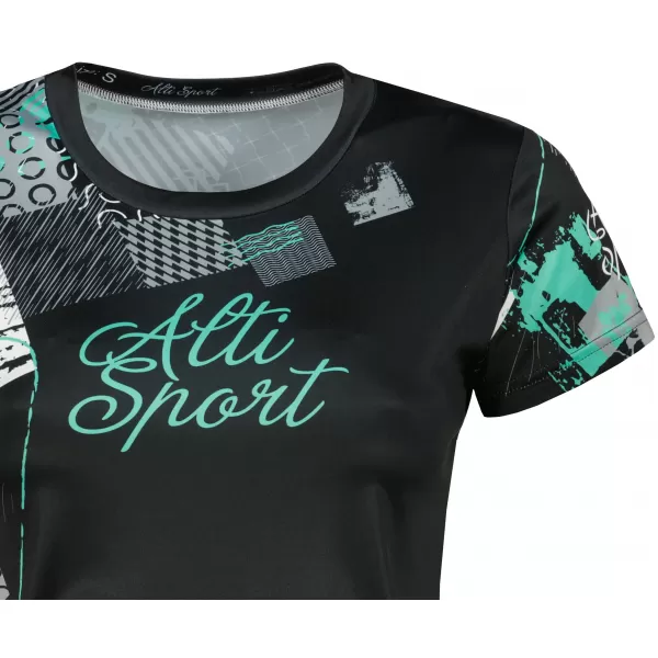  Tricou funcțional premium pentru femei ALTISPORT VOJ/ALW009TR01 NEGRU/TURCOAZ 
