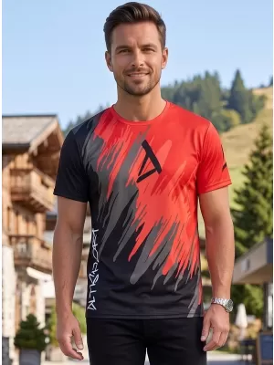 Tricou funcțional premium pentru bărbați ALTISPORT VOJ/ALM006TR01 NEGRU ȘI ROȘU