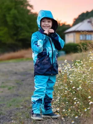 Pantaloni de softshell pentru bebeluși WAMU DRAGON FANTASY ALBASTRU