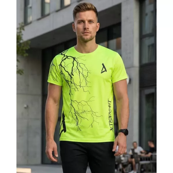  Tricou premium pentru bărbați ALTISPORT VOJ/ALM004TR01 GALBEN NEON 
