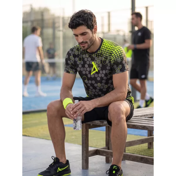  Tricou funcțional premium pentru bărbați ALTISPORT VOJ/ALM005TR01 NEGRU ȘI GALBEN 