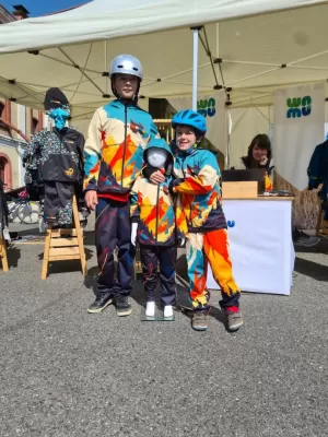 Pantaloni de softshell pentru bebeluși WAMU MOUNTAIN BIKE TMAVÁ MAI COLORAT