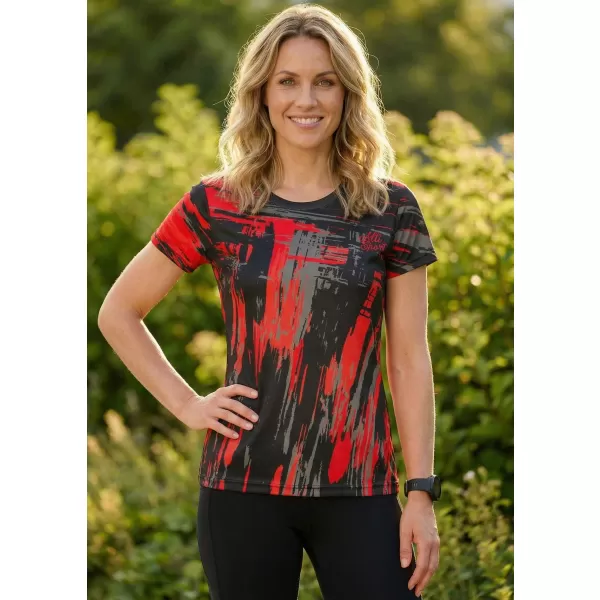  Tricou funcțional premium pentru femei ALTISPORT VOJ/ALW010TR01 NEGRU ȘI ROȘU 