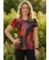 Tricou funcțional premium pentru femei ALTISPORT VOJ/ALW010TR01 NEGRU ȘI ROȘU