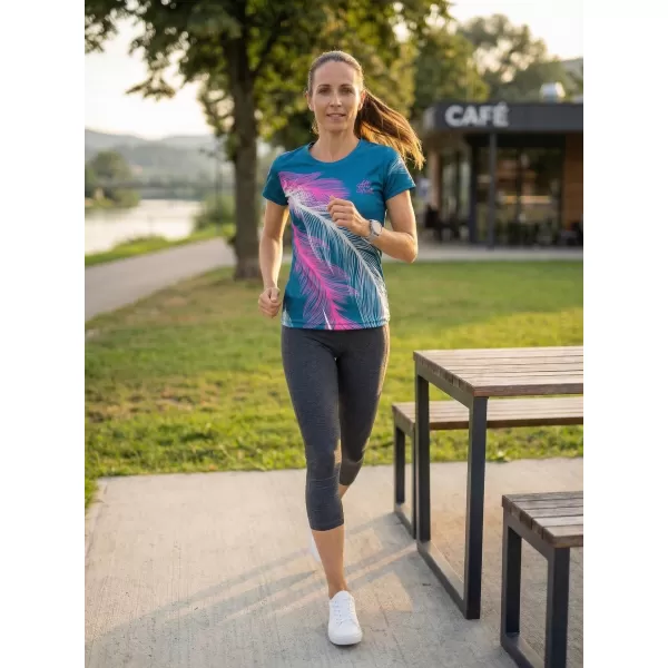  Tricou funcțional premium pentru femei ALTISPORT VOJ/ALW001TR01 BENZINĂ/ROZ 