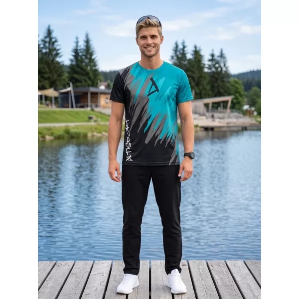  Tricou funcțional premium pentru bărbați ALTISPORT VOJ/ALM006TR01 NEGRU/KEROSEN 