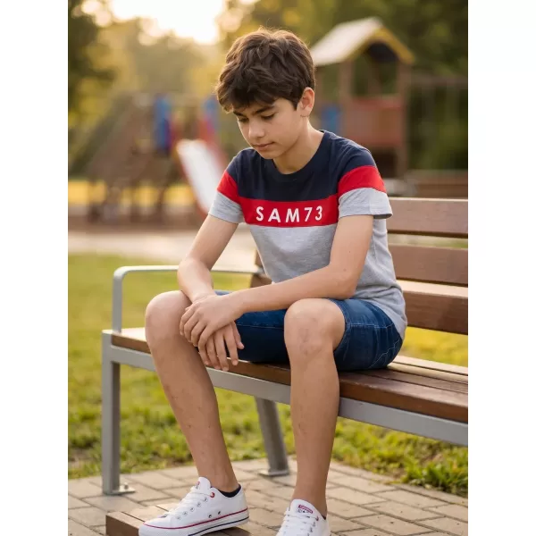  Tricou băieți SAM 73 KALLAN KT 503 GRI DESCHIS 