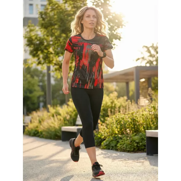  Tricou funcțional premium pentru femei ALTISPORT VOJ/ALW010TR01 NEGRU ȘI ROȘU 