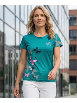 Tricou funcțional premium pentru femei ALTISPORT VOJ/ALW002TR01 SMARALD/ROZ DESCHIS