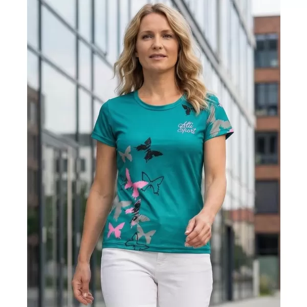  Tricou funcțional premium pentru femei ALTISPORT VOJ/ALW002TR01 SMARALD/ROZ DESCHIS 