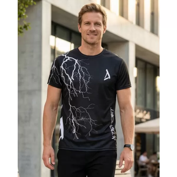  Tricou premium pentru bărbați ALTISPORT VOJ/ALM004TR01 ALB-NEGRU 