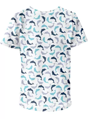 Short -sleeved t -thirt WAMU DELFÍNCI ALB/ALBASTRU