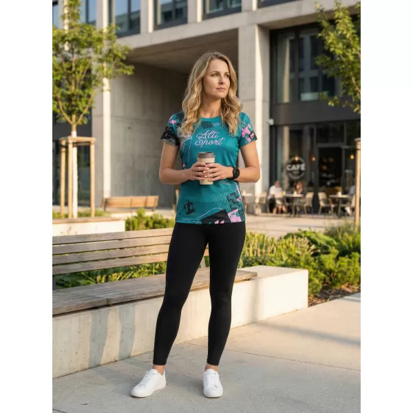  Tricou funcțional premium pentru femei ALTISPORT VOJ/ALW009TR01 BENZINĂ/ROZ DESCHIS 
