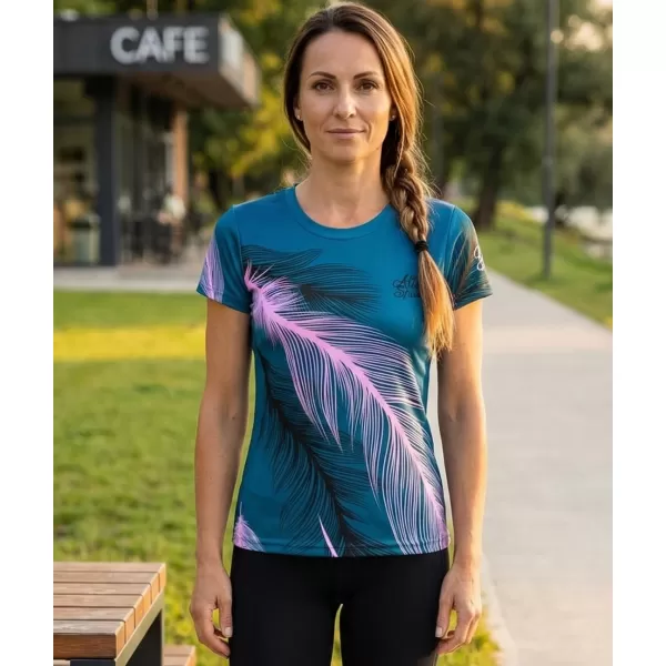  Tricou funcțional premium pentru femei ALTISPORT VOJ/ALW001TR01 BENZINĂ/ROZ DESCHIS 