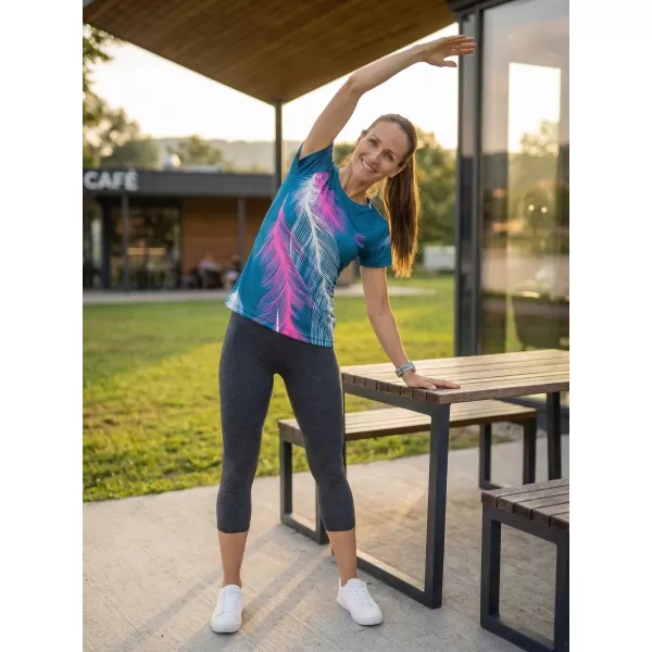  Tricou funcțional premium pentru femei ALTISPORT VOJ/ALW001TR01 BENZINĂ/ROZ 
