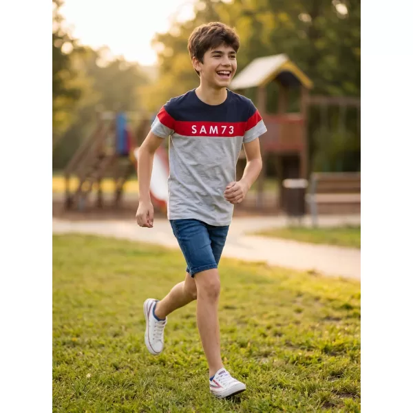  Tricou băieți SAM 73 KALLAN KT 503 GRI DESCHIS 