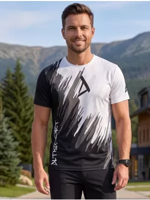 Tricou funcțional premium pentru bărbați ALTISPORT VOJ/ALM006TR01 ALB-NEGRU
