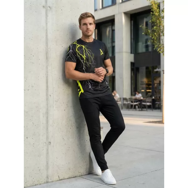  Tricou premium pentru bărbați ALTISPORT VOJ/ALM004TR01 NEGRU ȘI GALBEN 