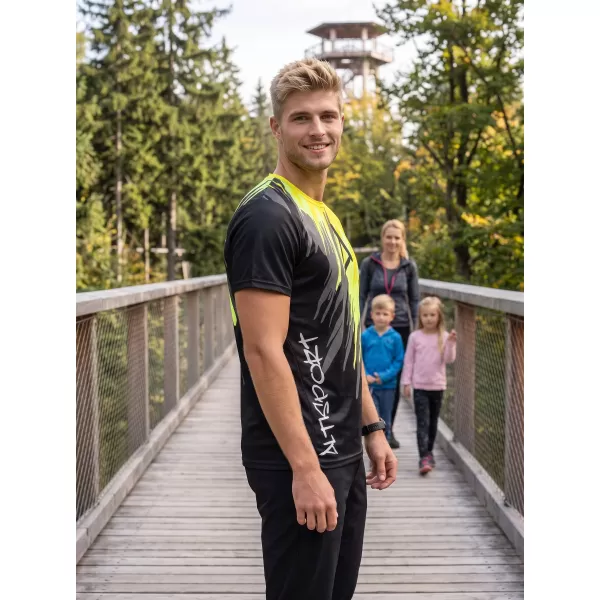  Tricou funcțional premium pentru bărbați ALTISPORT VOJ/ALM006TR01 NEGRU ȘI GALBEN 