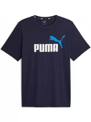 Tricou pentru bărbați PUMA ESS+ 2 COL LOGO TEE 586759-07 ALBASTRU