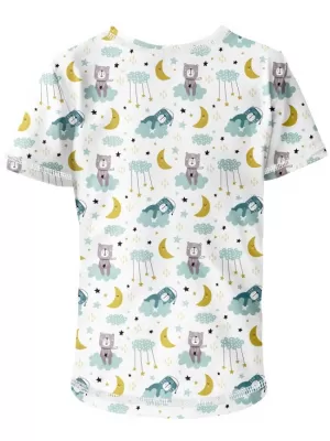 Short -sleeved t -thirt WAMU OSPALÍ MEDVÍDCI ALB/ALBASTRU